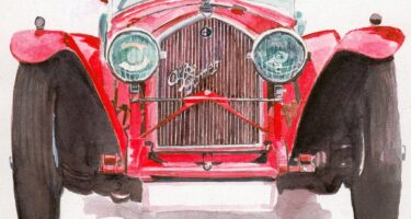 alfa romeo watercolour car veteran 1848011